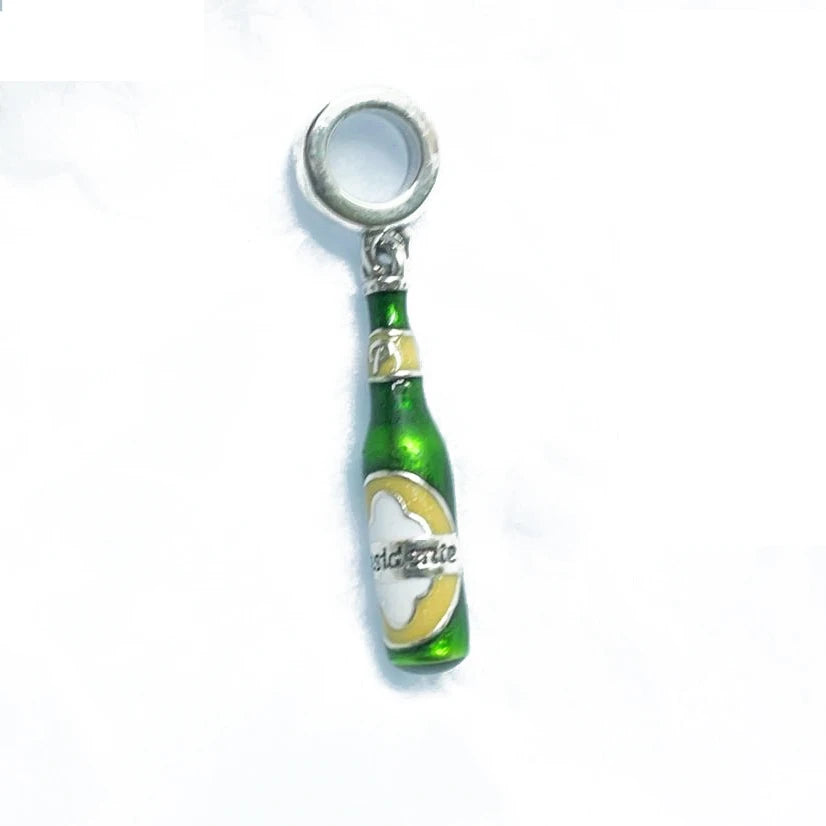 925 Sterling Silver Beer Bottle Popcorn Charm Bead Pendant