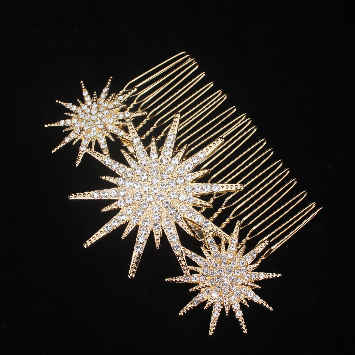 Bridal Crystal Hair Comb - Elegant Hair Clips & Pins for Brides Gold Star