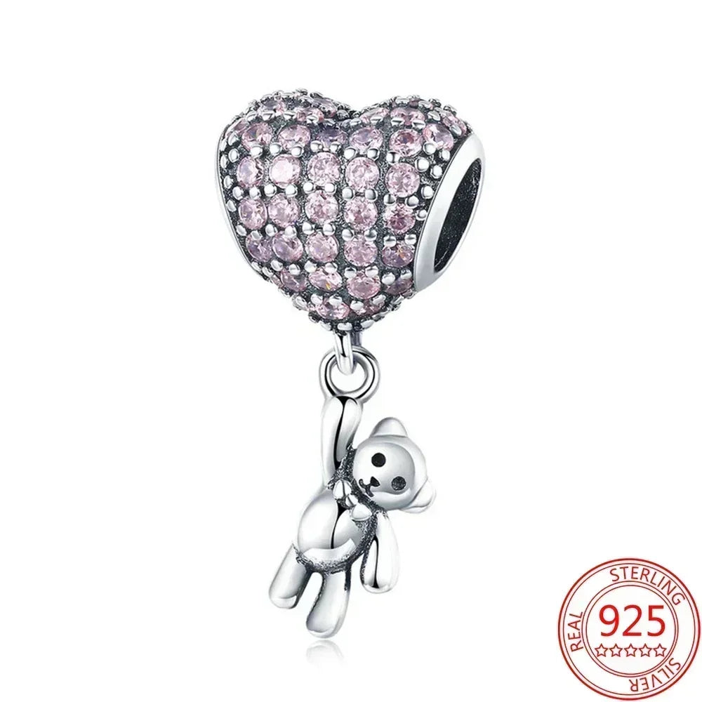 925 Sterling Silver Purple Star Animal Heart Flower Charms Beads for DIY Necklace and Bracelet Jewelry Gift