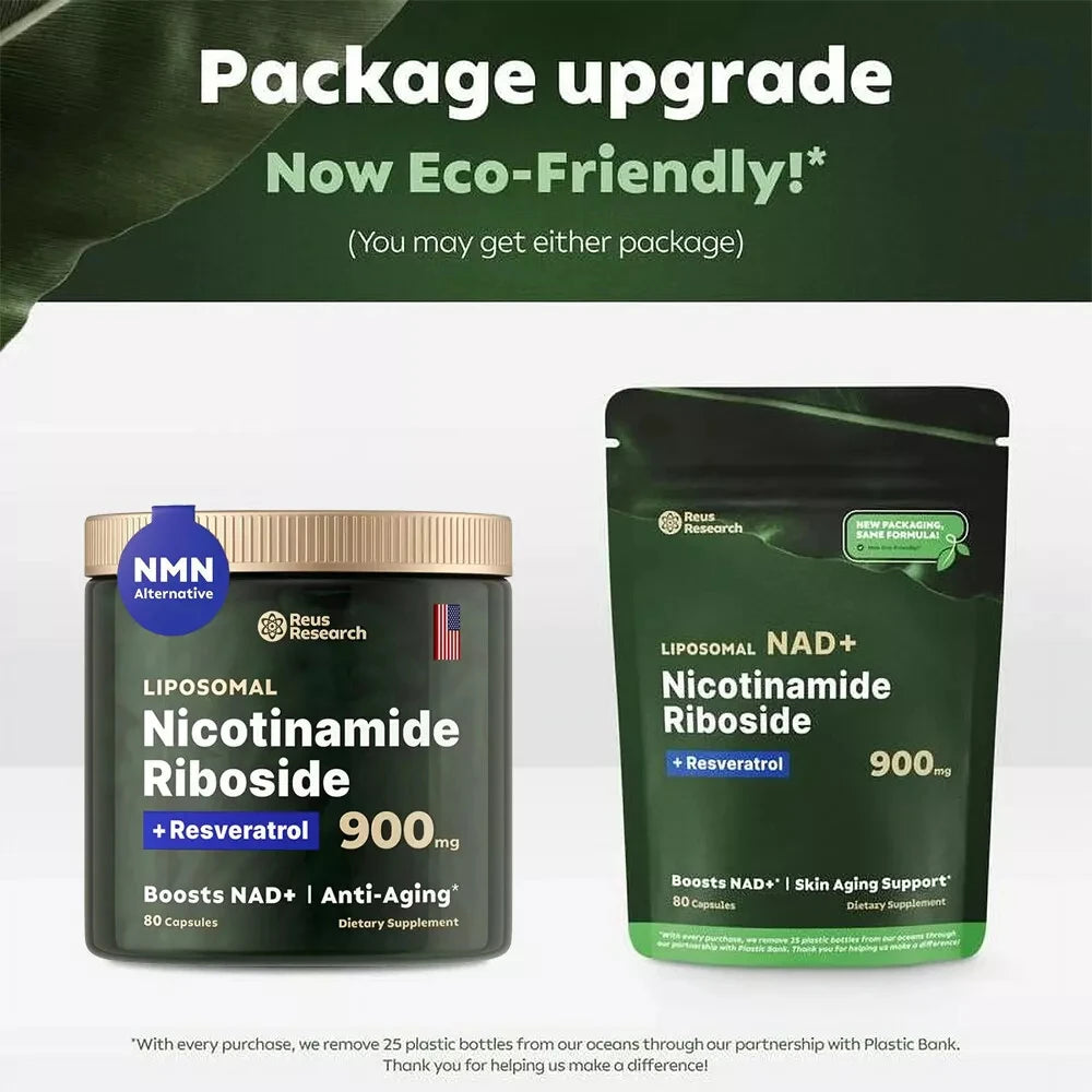 NAD Plus Anti-Aging Supplements for Enhanced Energy Focus and Cellular Health with Nicotinamide Riboside and Resveratrol
