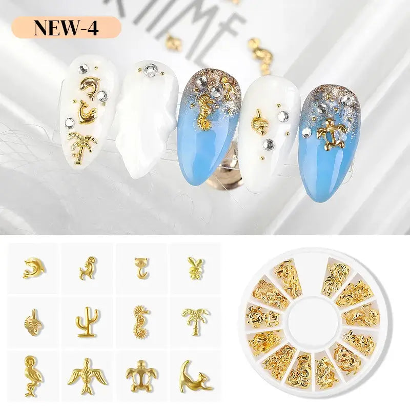 Resin Filling Metal Rivet Moon Stars Nail Art Decorations Mixed Beach Ocean Style Jewelry DIY Charms XY-NEW-4