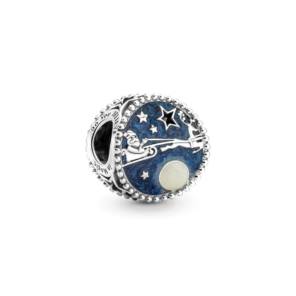 925 Sterling Silver Blue Star Gold Sun Pink Moon Zircon Beads Charms for DIY Jewelry Gifts