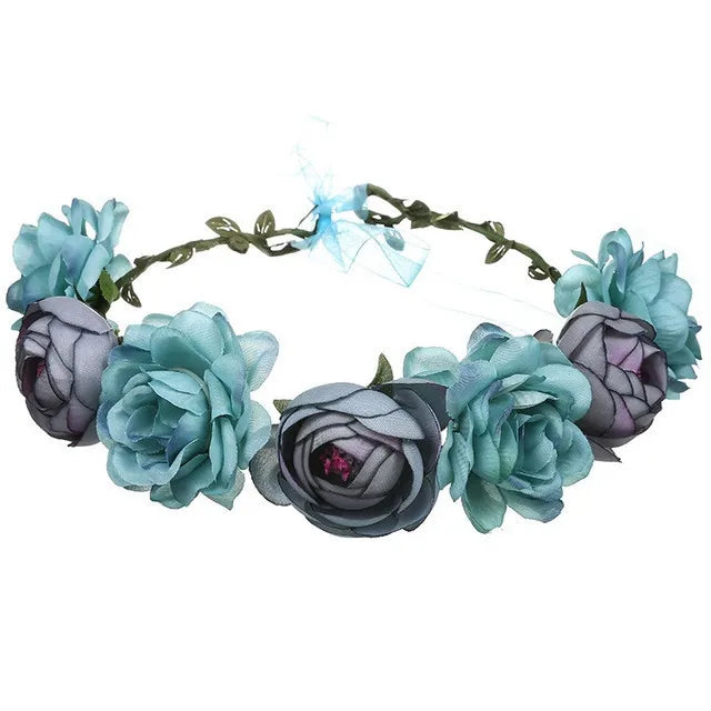 Romantic Rhinestone Floral Wreath Crown for Bridesmaids