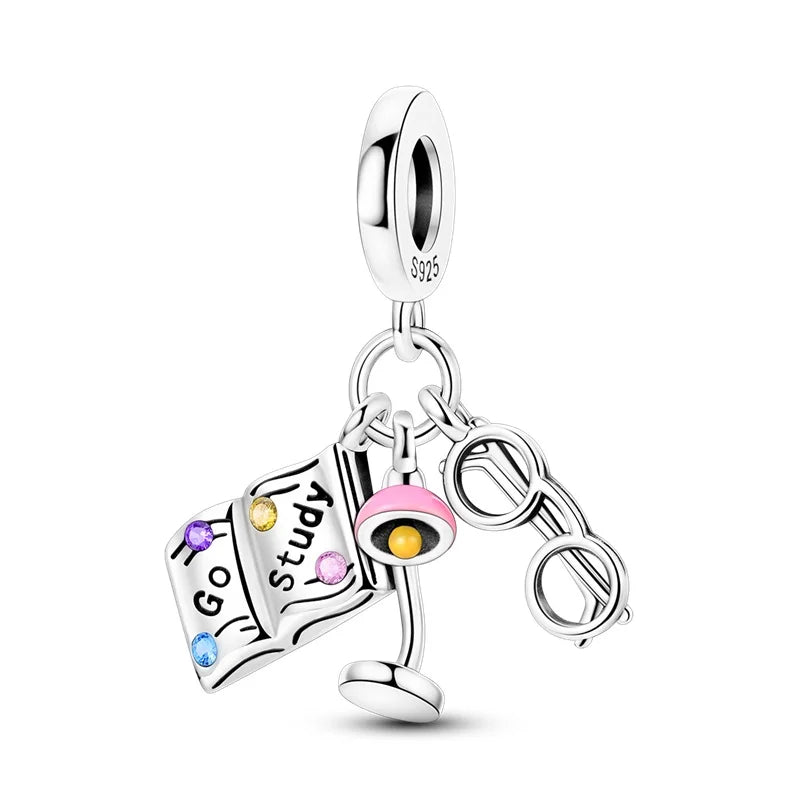 Original 925 Sterling Silver Magic Cube Charm Bead Pendant with Zircon for Bracelet and Necklace Jewelry
