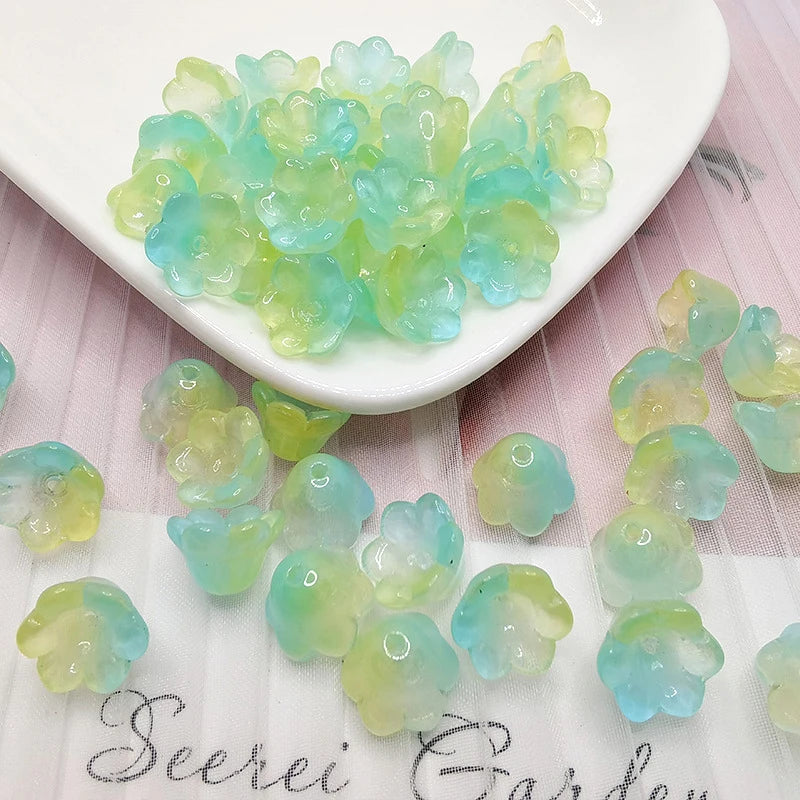 30 Piece Colorful Flower Shape Glass Beads for DIY Jewelry Making and Handmade Accessories