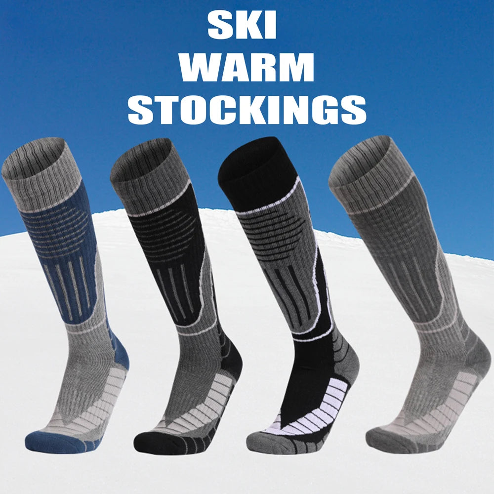 Men Thick Cotton Ski Socks Knee High Thermal Outdoor