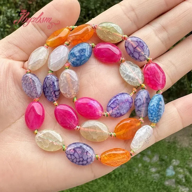 Natural Multicolor Cracked Agate Faceted Stone Beads for DIY Necklaces and Bracelets 15 Inches