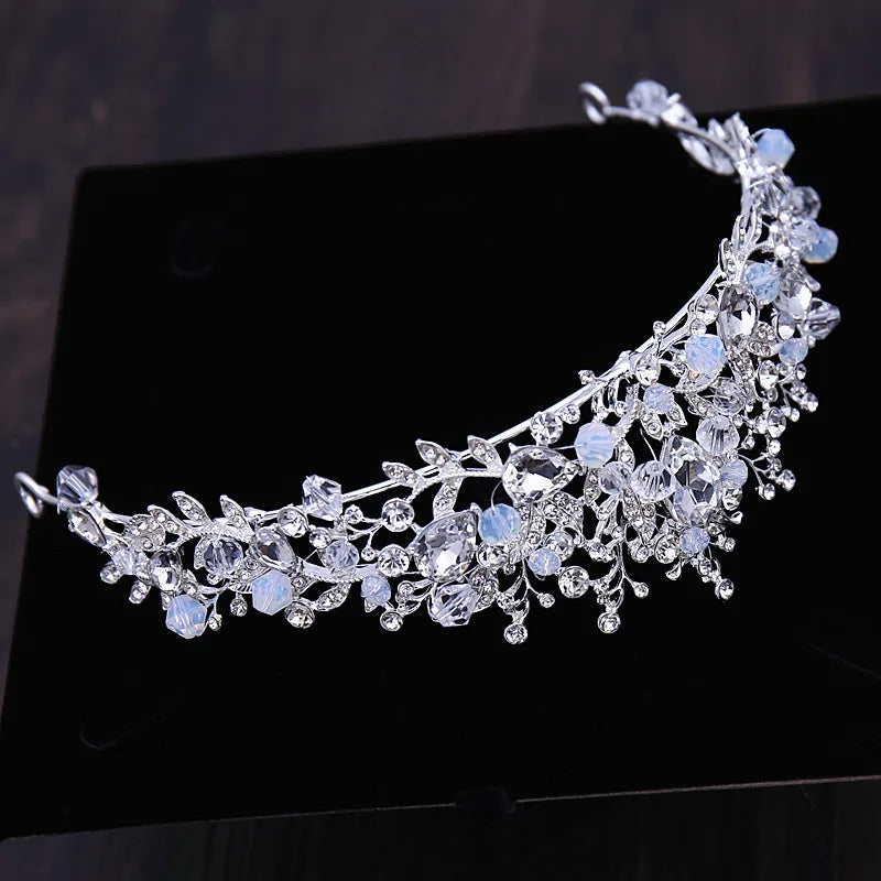 Luxury Bridal Crystal Heart Jewelry Set - Top-Rated Rhinestone Tiara, Choker & Earrings Silver 1