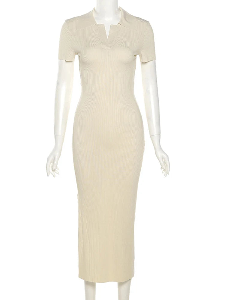 Knitted Bodycon Maxi Dress Backless Women Summer Streetwear