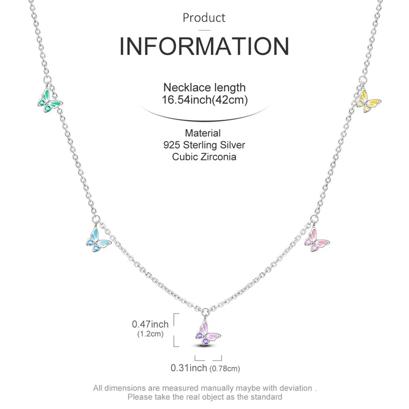 Elegant 925 Sterling Silver Zircon Butterfly Heart Pendant Necklace for Women Anniversary Gift KTN050