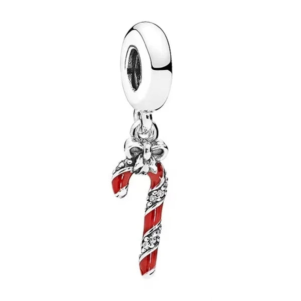 DIY Christmas Charm Bracelet with Santa Reindeer Snowman Tree Train Beads in Silver 925 YY0040