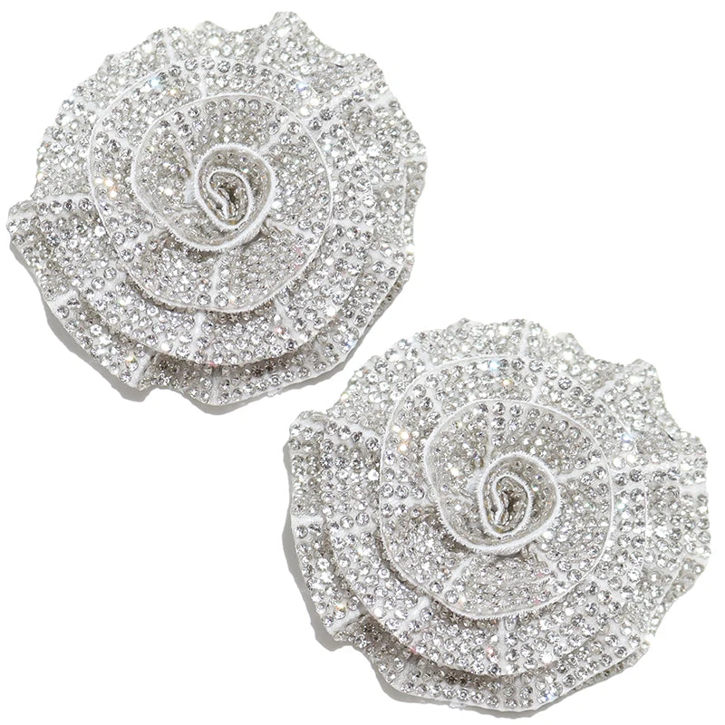Glass Rhinestone Camellia Flower Applique for Wedding Dresses Bags Shoes Brooches Hair Accessories and Home Decoration DIY