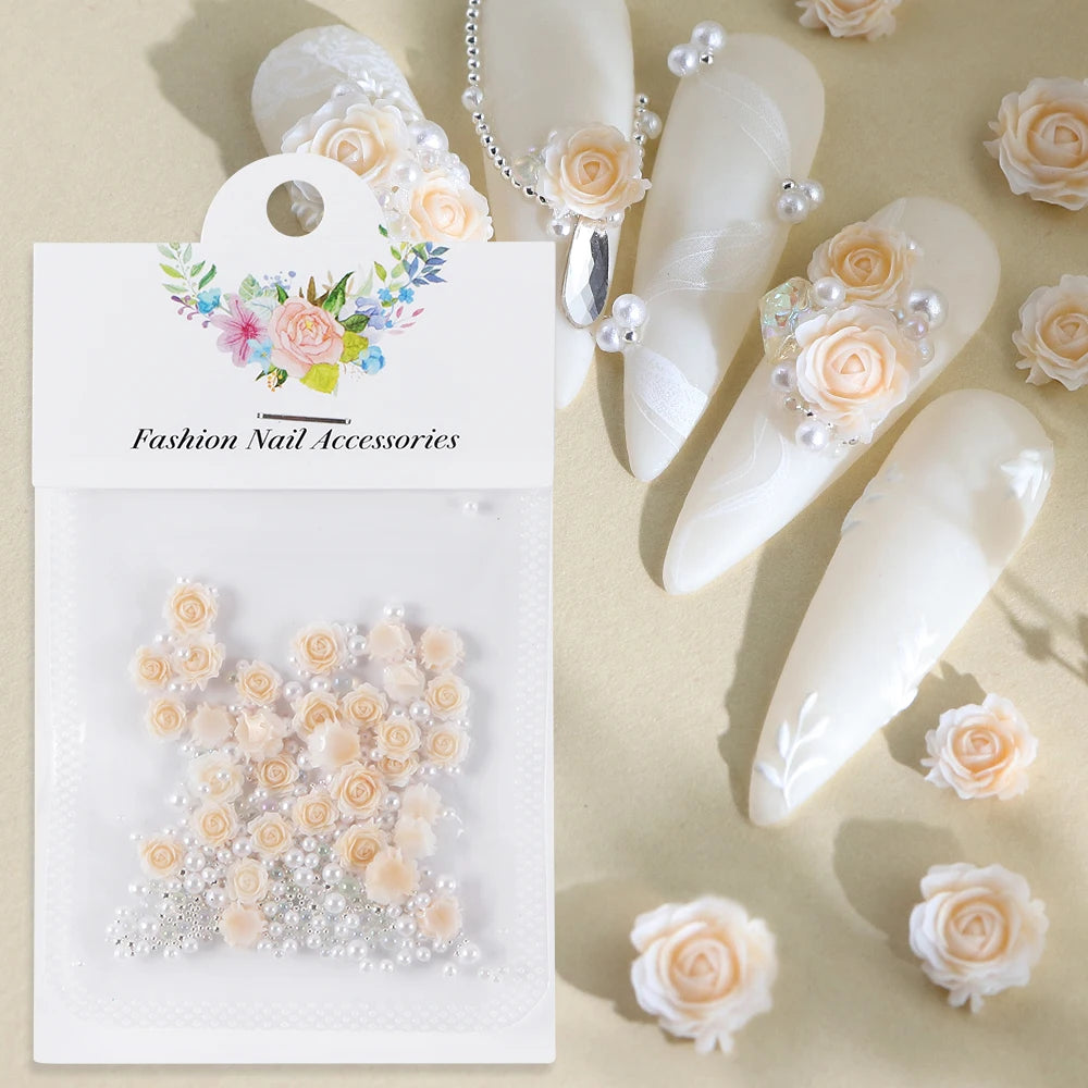 Resin Filler Rose Mixed Pearl Art Decorations for DIY Jewelry Making and Craft Projects