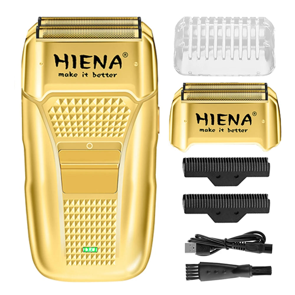 HIENA Pro Electric Shaver for Men Rechargeable Stainless Steel Hair Clipper with Floating Head Wet and Dry Use