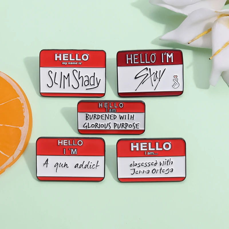 Quirky Anxious Dialog Enamel Lapel Pins for Unique Fashion Statements