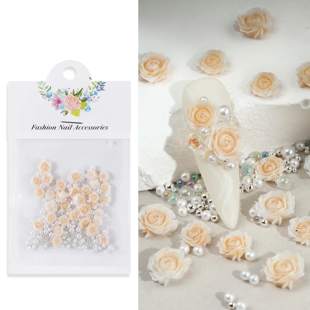 Resin Filler Rose Mixed Pearl Art Decorations for DIY Jewelry Making and Craft Projects