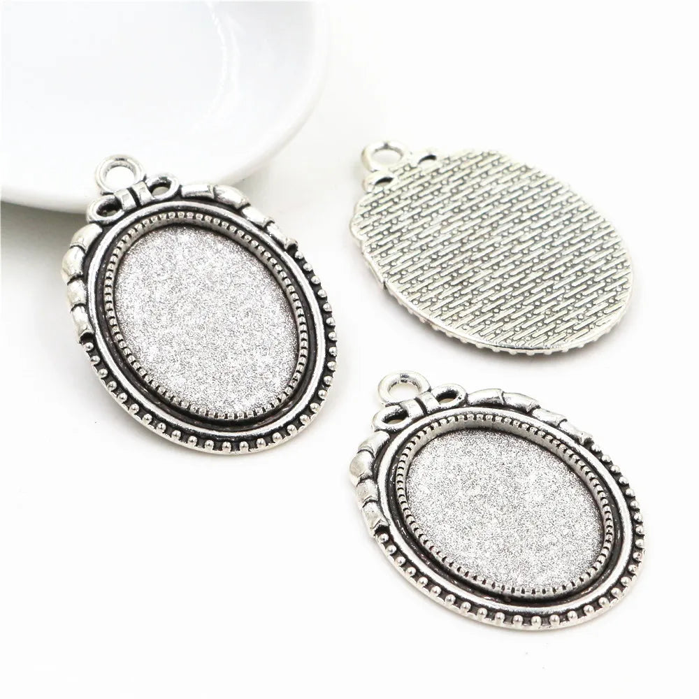 Antique Finish Cameo Cabochon Bracelet Setting Trays in Gold Silver Bronze and Rhodium 10 Pack