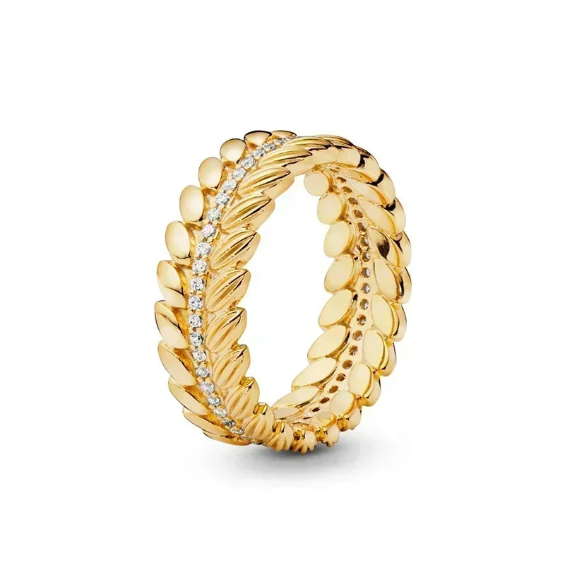 Gold Tone 925 Sterling Silver Square Heart Crown Ring for Women Red