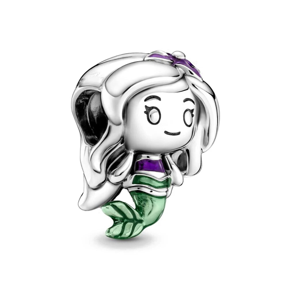 Mermaid Princess 925 Silver Dangle Charm Top Rated DIY Jewelry for Bracelets and Necklaces F164