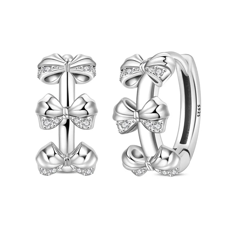 Luxury 925 Silver Pink Heart Pearl Butterfly Zircon Drop Earrings for Elegant Women