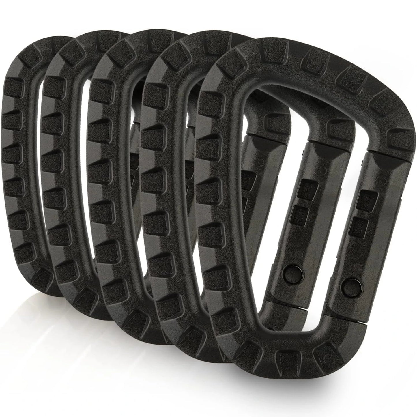 5Pcs Tactical 3.5 Inch Plastic Carabiner Molle Clip EDC Tools Black