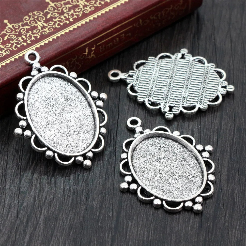 Antique Finish Cameo Cabochon Bracelet Setting Trays in Gold Silver Bronze and Rhodium 10 Pack