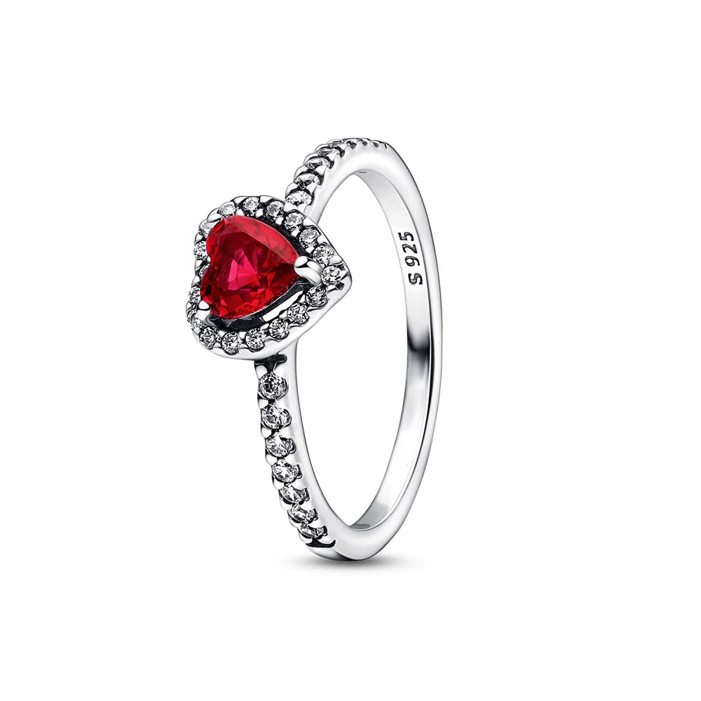 Heartfelt Elegance Red Pink Heart Zircon Ring for Women Sizes 6 to 9 PAR327