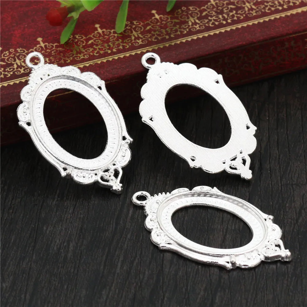 Antique Finish Cameo Cabochon Bracelet Setting Trays in Gold Silver Bronze and Rhodium 10 Pack