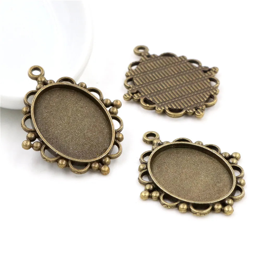 Antique Finish Cameo Cabochon Bracelet Setting Trays in Gold Silver Bronze and Rhodium 10 Pack