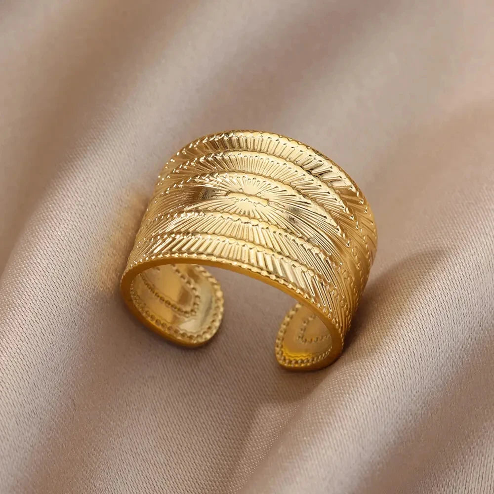 Gold Color 316L Stainless Steel Women's Rings - Fade-Resistant Luxury Wedding Jewelry with Free Shipping