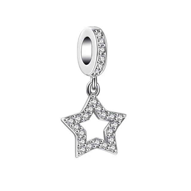 Sparkling Snowflake Sun Lightning Dangle Charm Bead 925