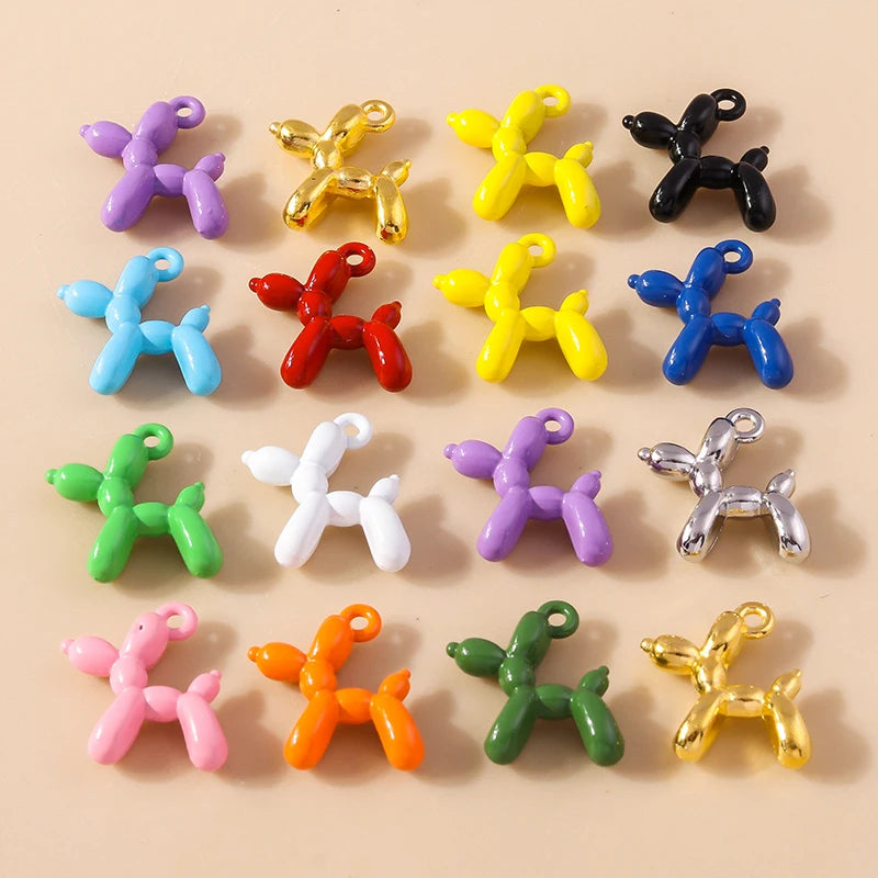 Vibrant 3D Balloon Dog Charms Set for Creative Jewelry Design