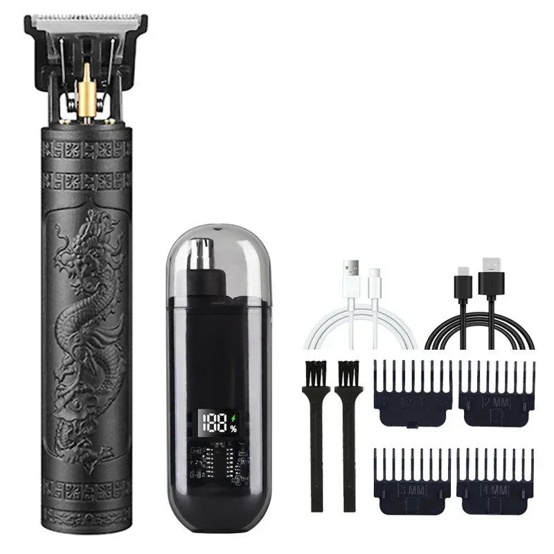 Vintage T9 Precision Hair Clipper with USB Charging and Portable Shaving Function