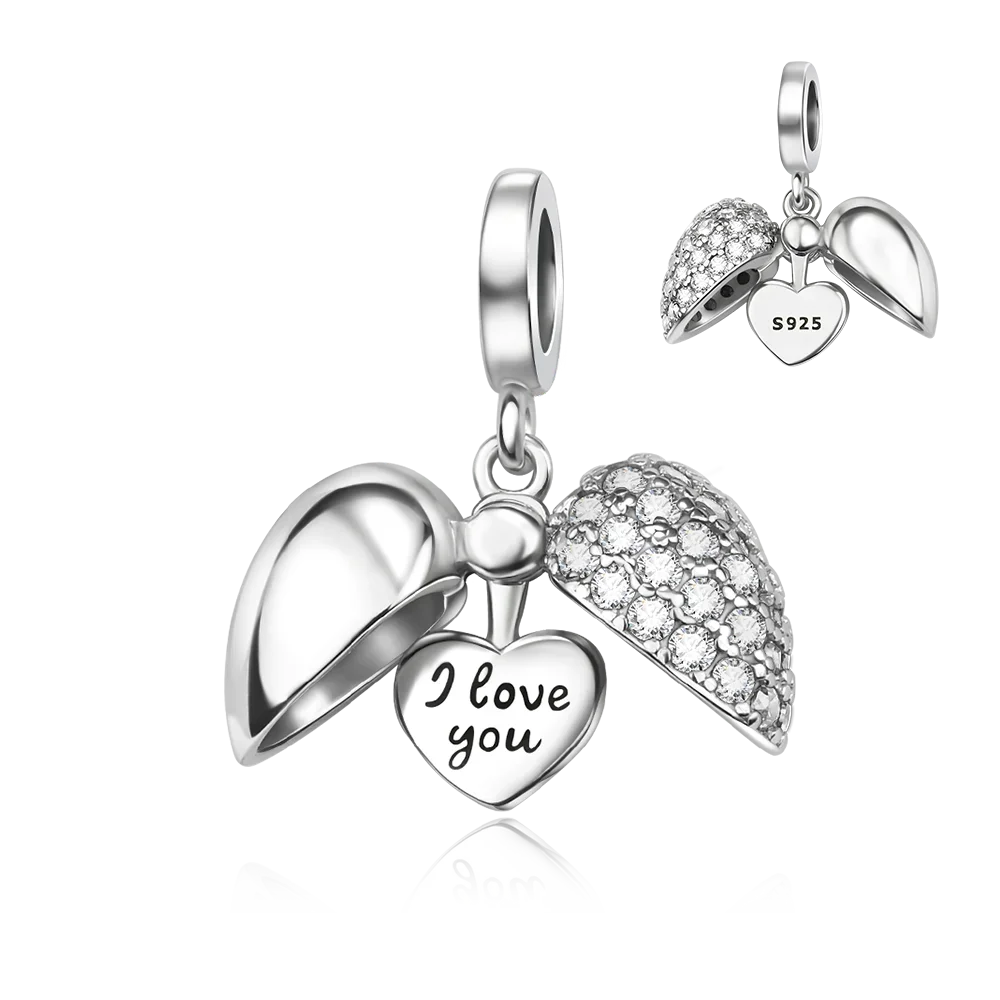 925 Sterling Silver Colorful Heart Charm Pendant for Women DIY Bracelets and Necklaces Fine Jewelry