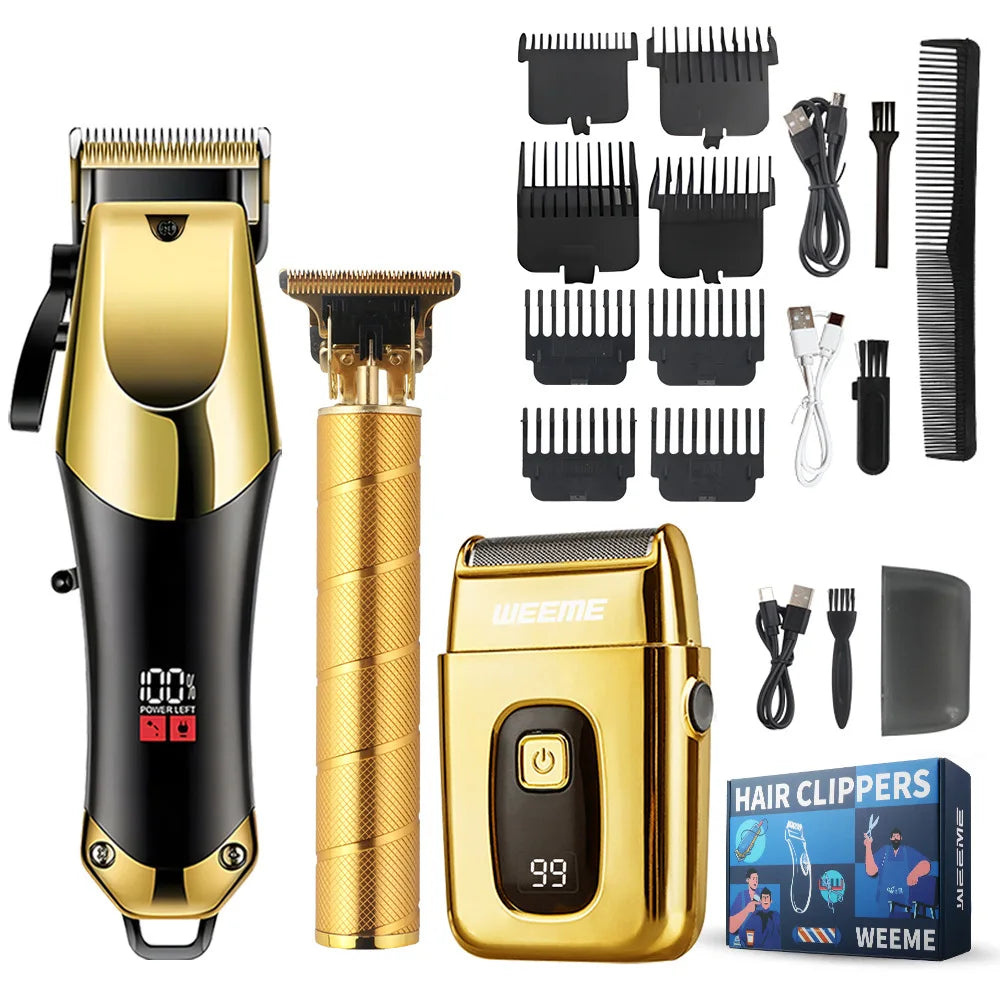 USB Rechargeable Hair Clippers Set for Men with Stainless Steel Blades and Electric Trimmers Ideal for Home Use