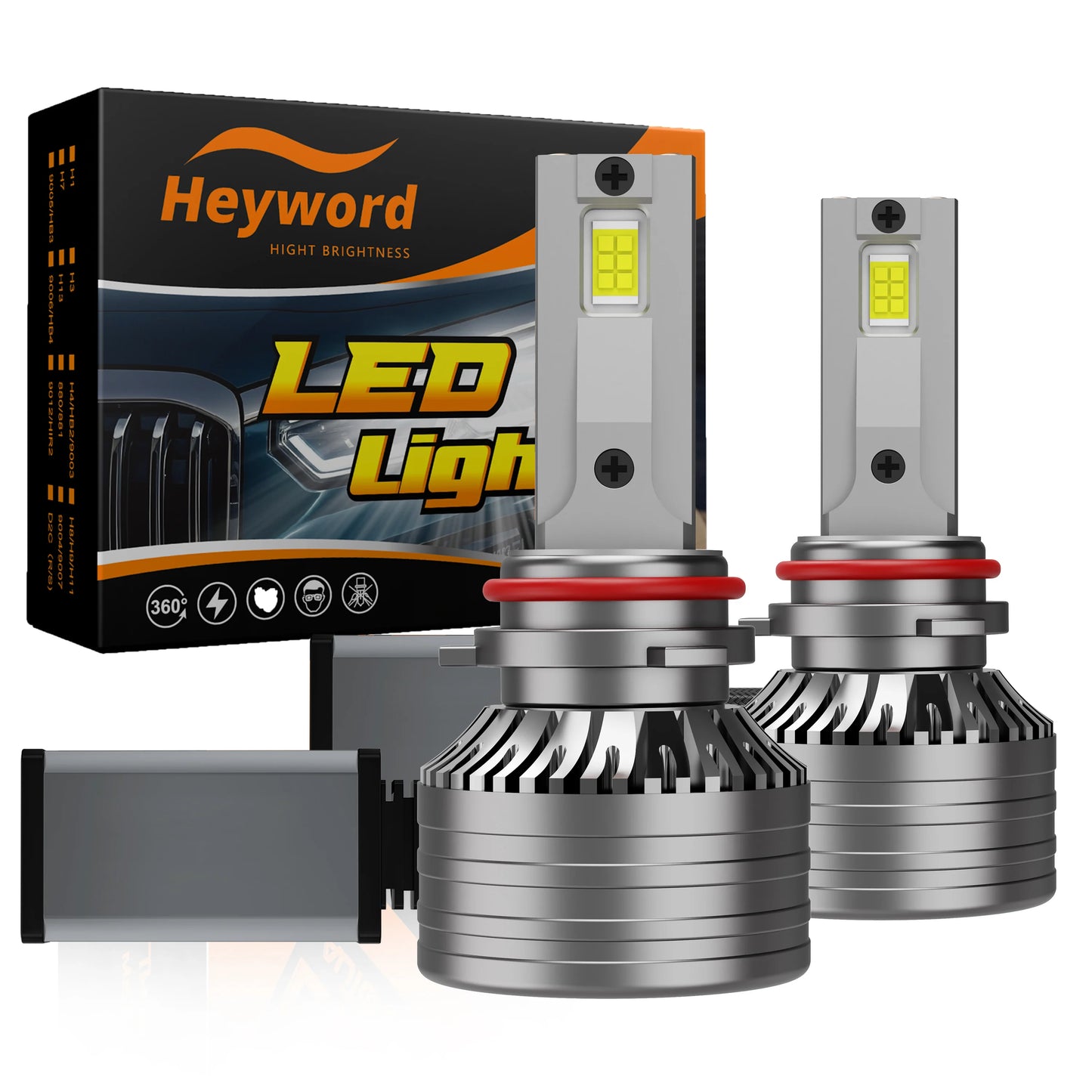 Heyword 2Pcs 4300K Canbus Led Headlight Bulbs H7 H4 H11