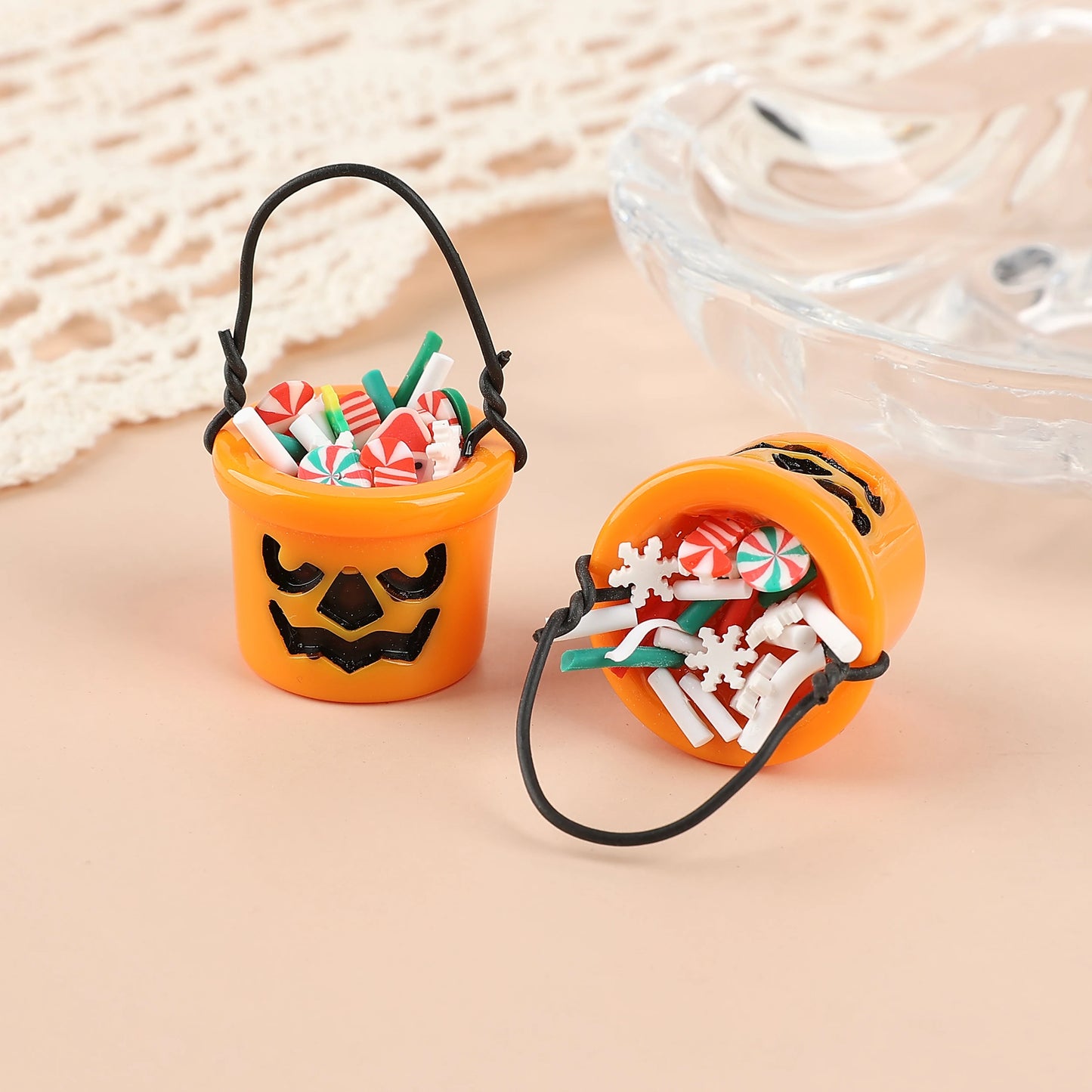 Christmas Charm Set 3D Resin Candy Basket Pendants Fashion DIY Accessories