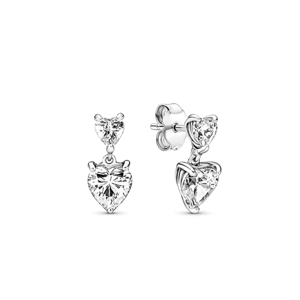 European 925 Silver Snowflake Butterfly Heart Shaped Earrings Exquisite Women's Holiday Jewelry Gifts
