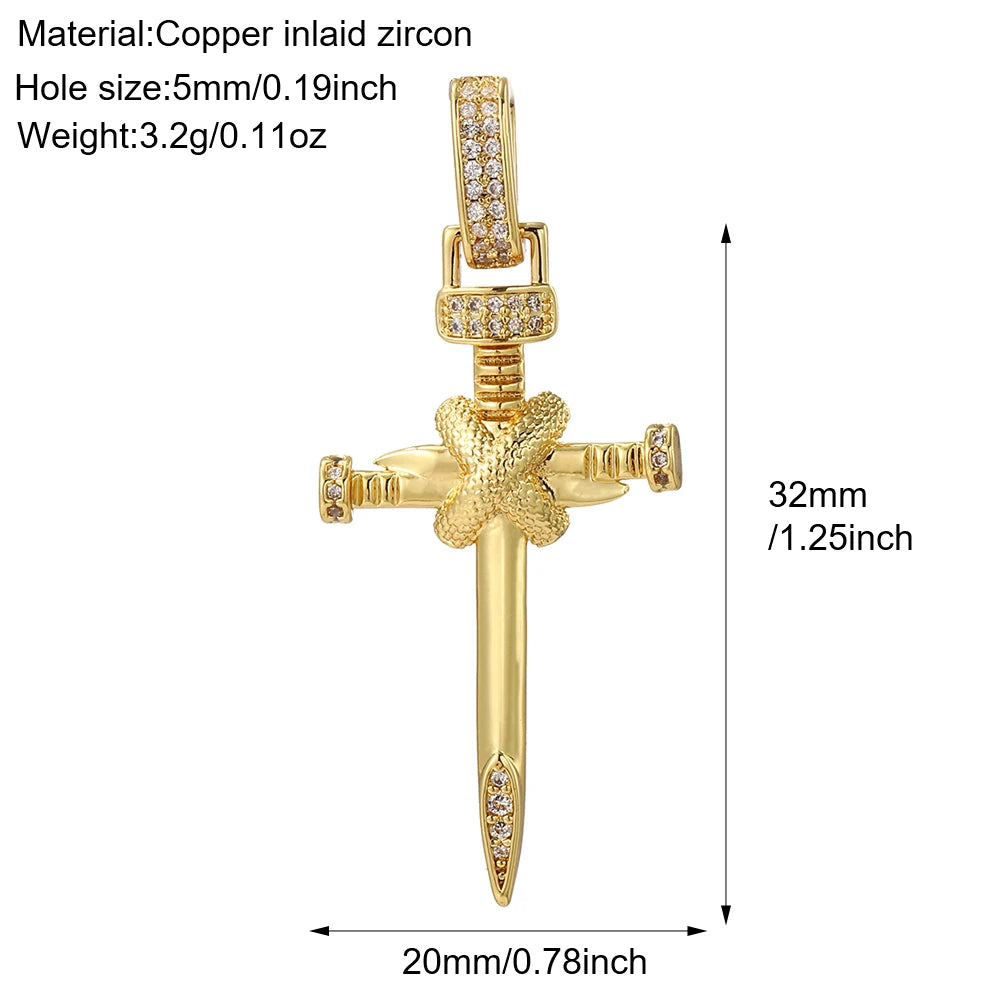 Gold Cubic Zirconia Cross Dangle Charms for Jewelry Making Necklace Bracelet Earrings