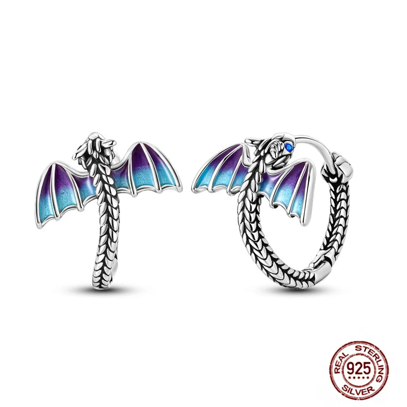 Blue Zircon 925 Sterling Silver Hoop Earrings Star Moon Butterfly Jewelry LTE309
