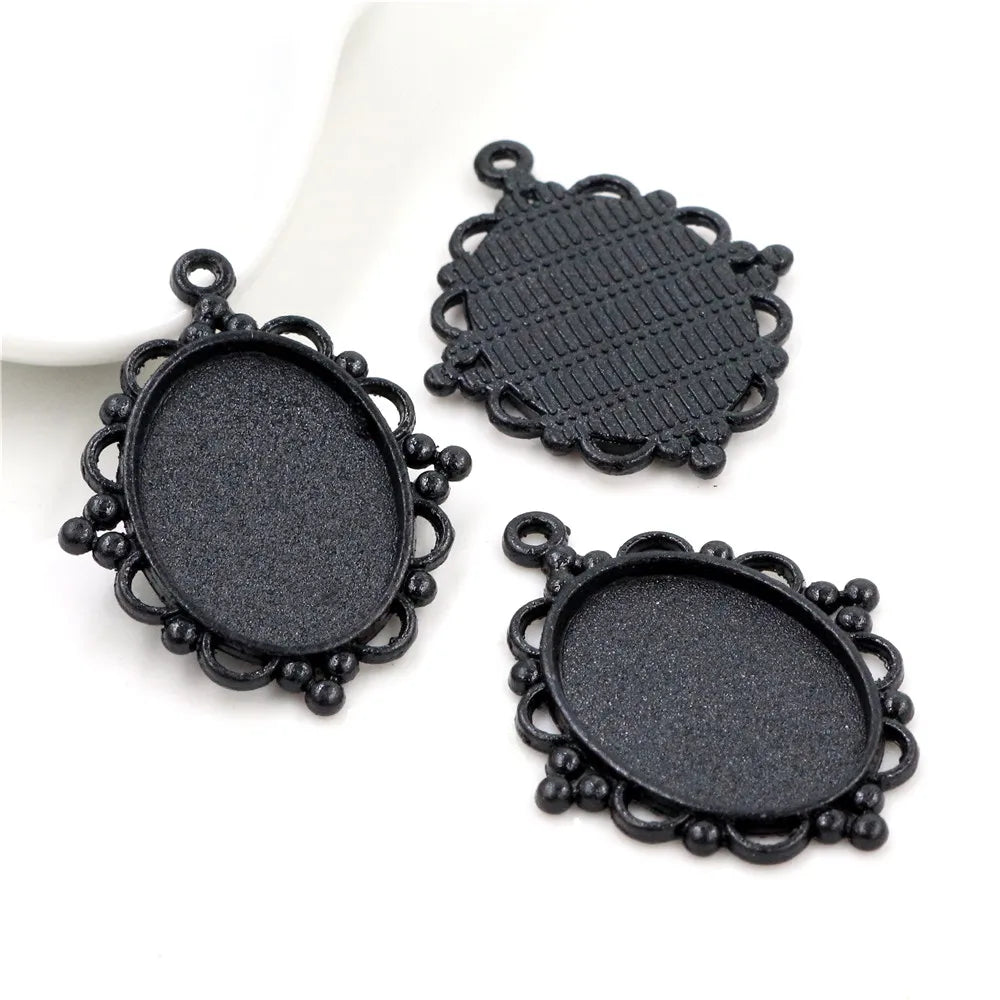 Antique Finish Cameo Cabochon Bracelet Setting Trays in Gold Silver Bronze and Rhodium 10 Pack