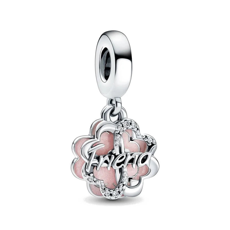 Rose Gold Padlock Heart Key Pendant Necklace for Women 925 Silver with Zircon Beads P1188