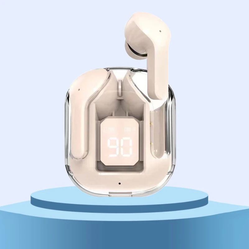 TWS Wireless Earphones Transparent Bluetooth In Ear Headset Pink