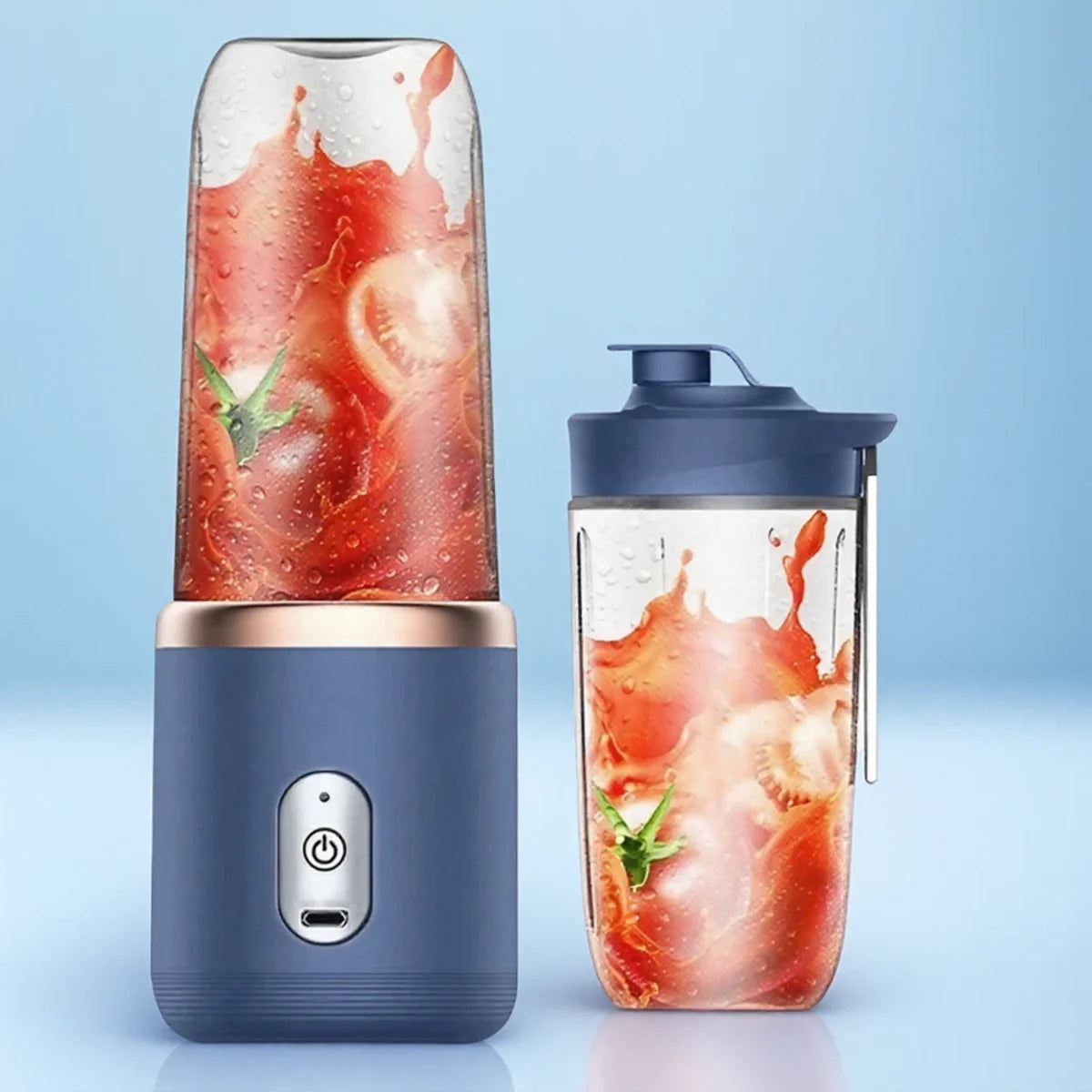 Compact 400ml Dual Cup USB Juice Blender Gadget Blue