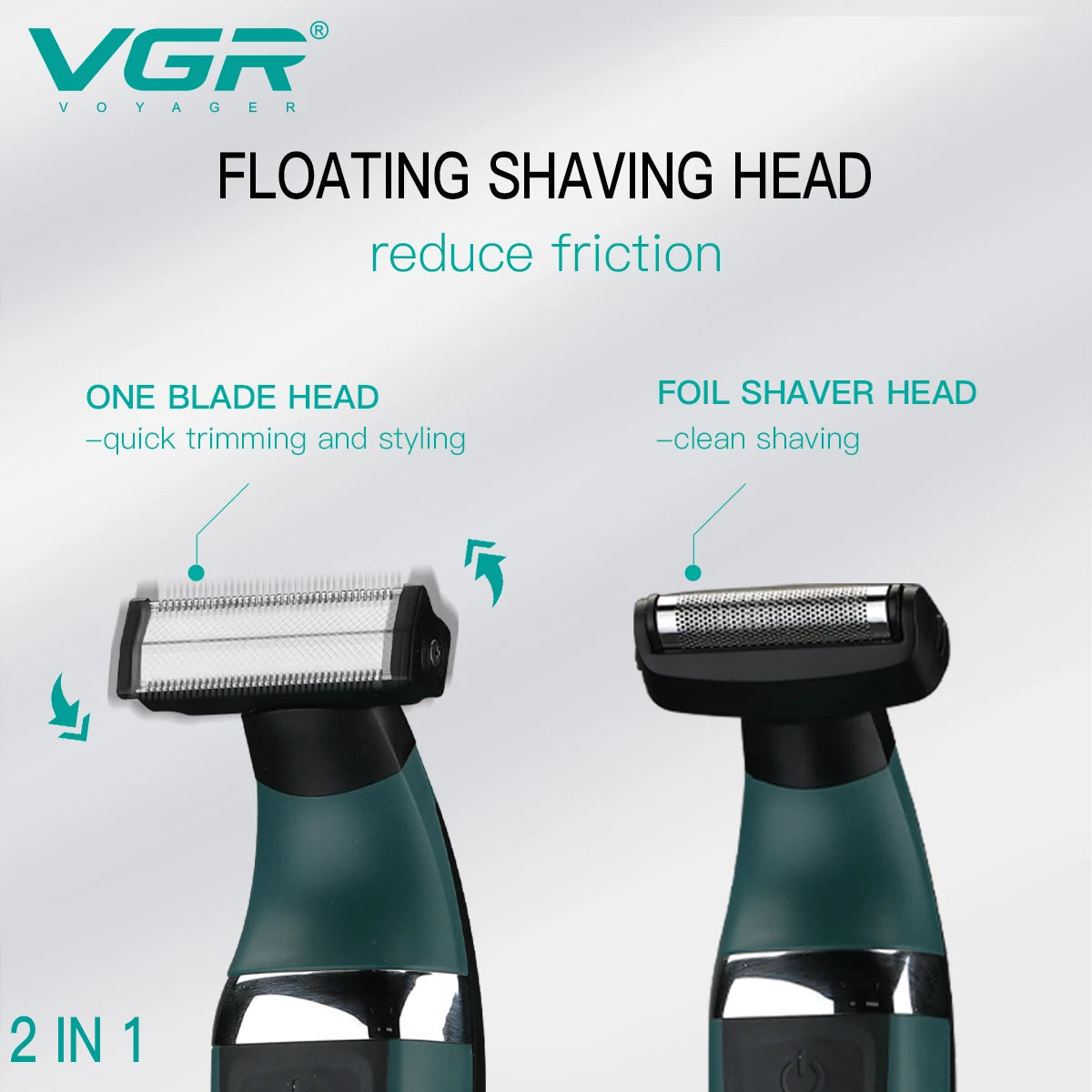 VGR Razor Professional Shaving Machine Electric Shaver Waterproof Beard Trimmer Razor 2 In 1 Hair Trimmer Shaver for Men V-393