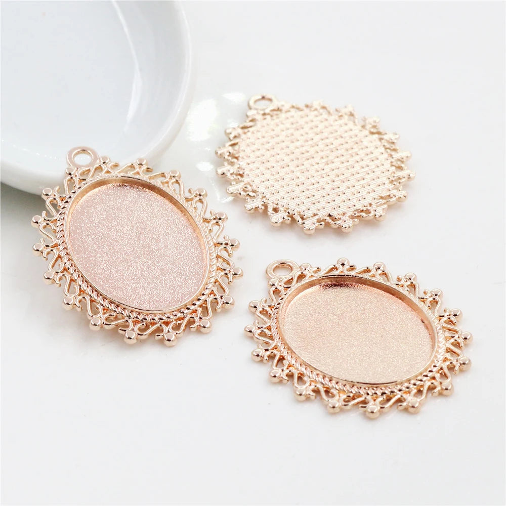 Antique Finish Cameo Cabochon Bracelet Setting Trays in Gold Silver Bronze and Rhodium 10 Pack