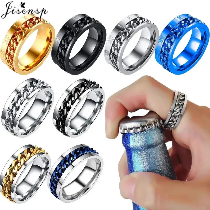 Stainless Steel Spinner Chain Anxiety Rings for Men and Women 532