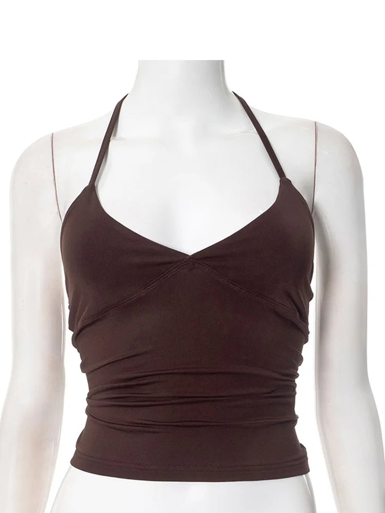 2025 Summer Backless V Neck Hanging Neck Sexy Camisole