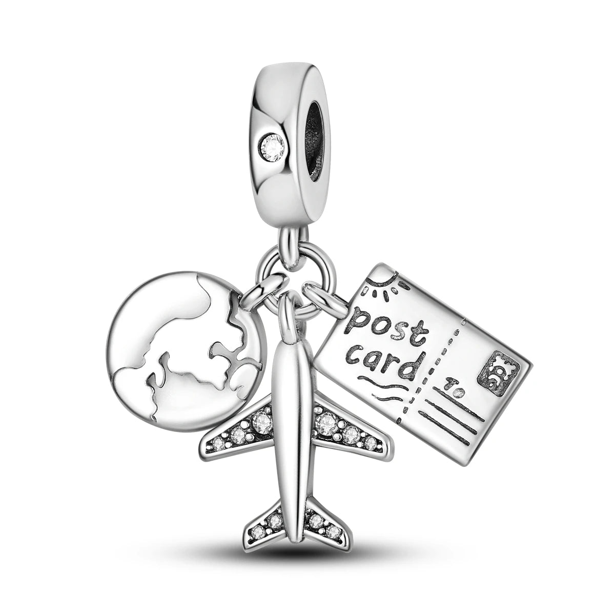 925 Silver Paris Plane Travel Charms for Bracelet Jewelry KTC240