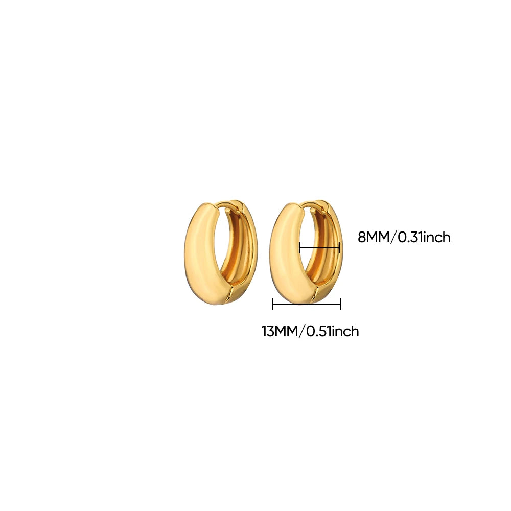 Classic Gold Chunky Hoop Earrings for Women Minimalist Stainless Steel Jewelry 2025 Trend